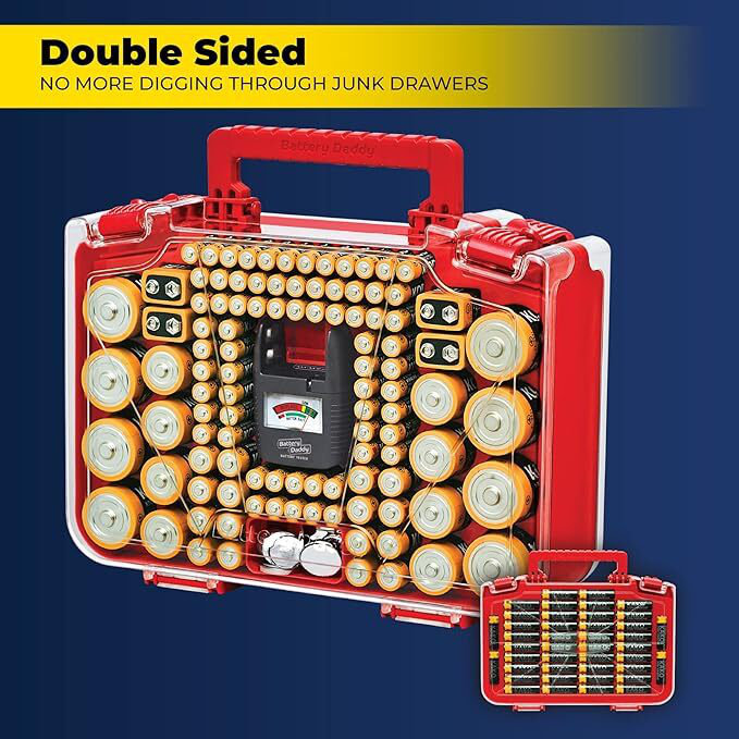 Batterie Daddy Smart - Étui de rangement pour piles avec testeur, range et protège jusqu'à 150 piles, couvercle verrouillable transparent, tel que vu à la télé, intelligent - 150 piles (BADAS-MC4)