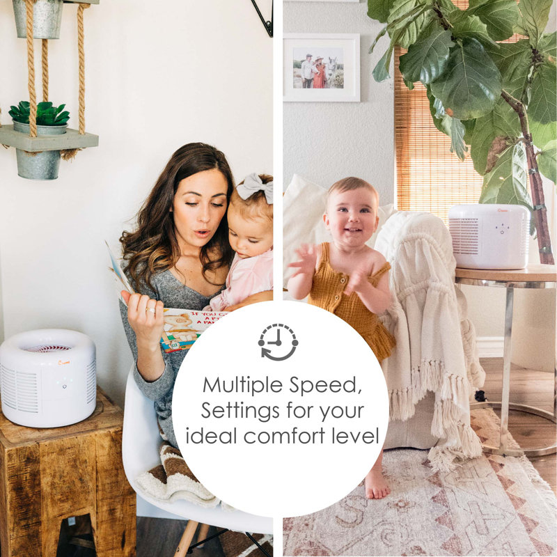 Compact White HEPA Table-Top Air Purifier with Touch Controls