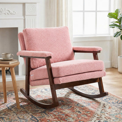 Chaise berçante moderne en velours 28,7 po Mid-Century avec structure en bois