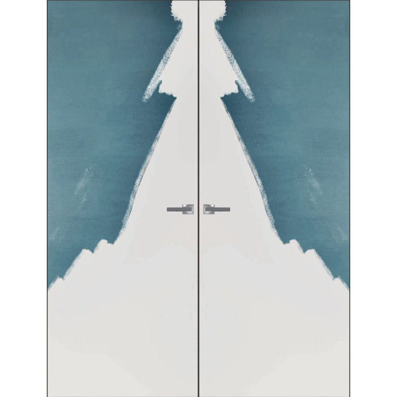 Porte standard en bois et bois massif apprêté, Gauche, Blanc / argent, 56 po x 80 po