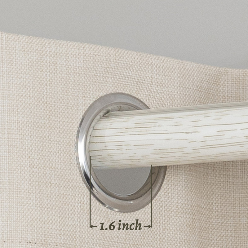 Linen Textured 100% Blackout Grommet Sliding Patio Door Curtain Panel, Beige, 100" W x 84" L
