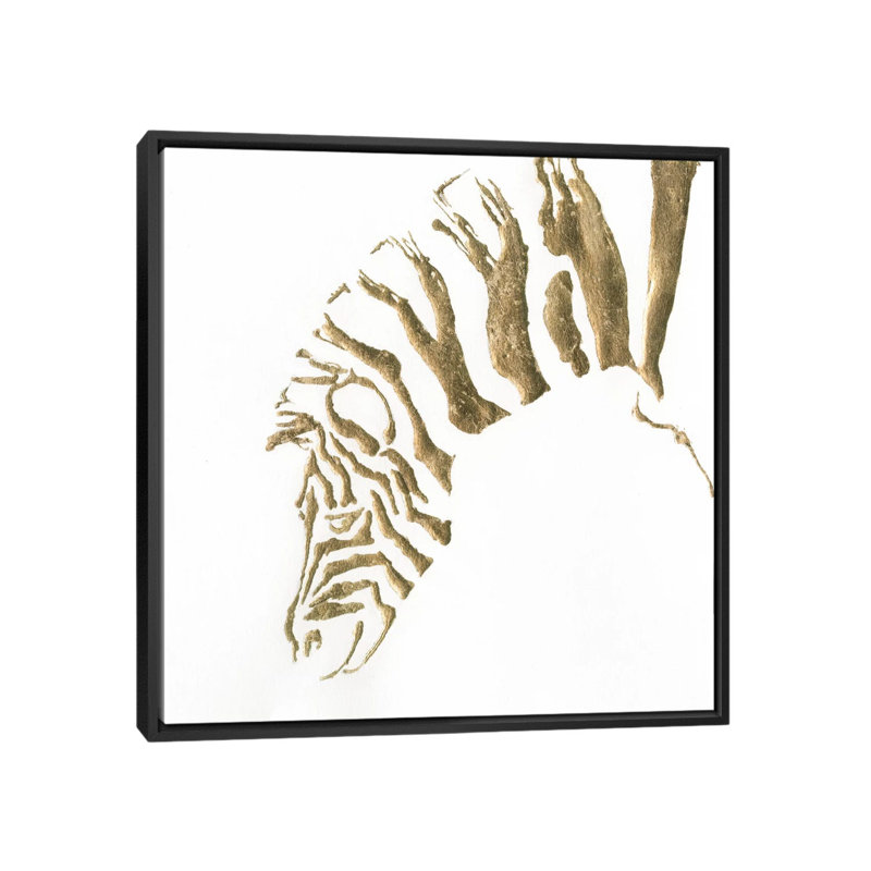 « gilded zèbre », impression sur toile, H 18 po x l 18 po x P 1,5 po, Toile avec cadre noir, Pas de tapis