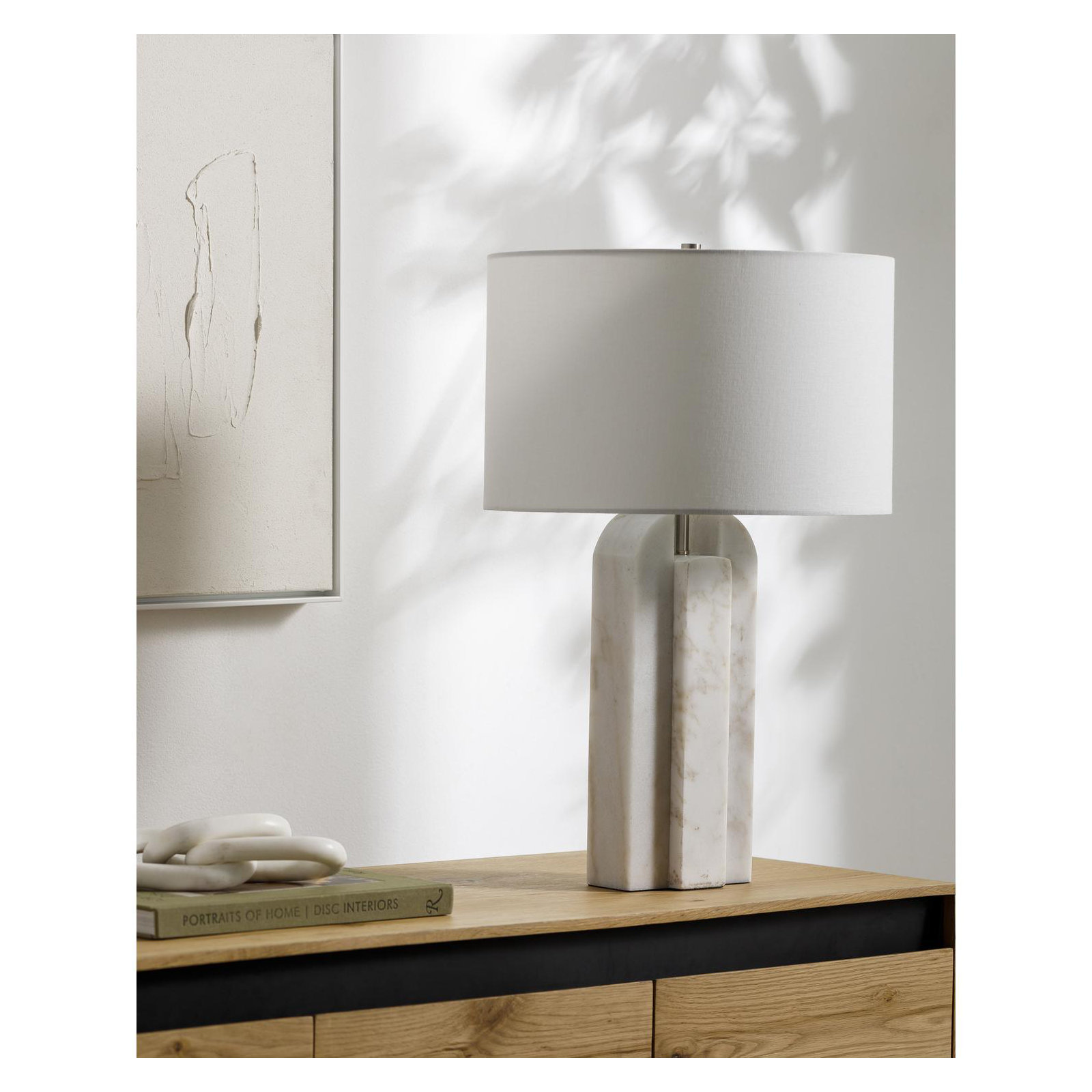 Marble Table Lamp, 26" H x 16" W x 16" D