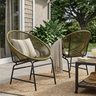 Ensemble de 2 chaises d'extérieur en osier, résistantes aux intempéries et durables