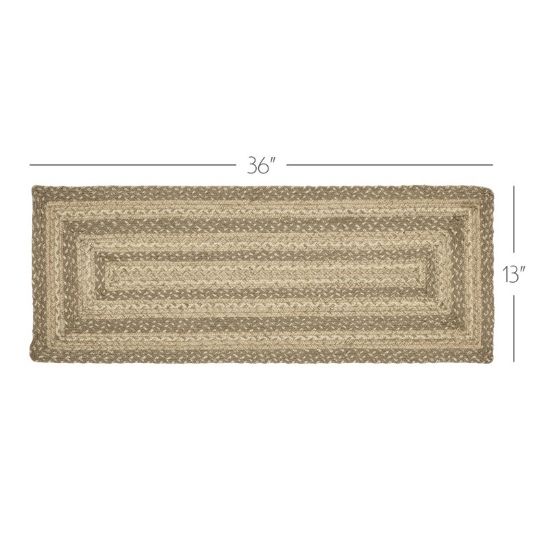 Birtwhistle Jute and Cotton Geometric Table Runner, Khaki/Gray Taupe/Creme