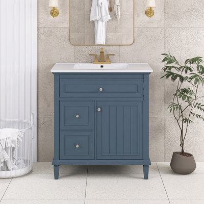 Ensemble de meuble-lavabo autoportant 30 po avec comptoir en céramique 30 po