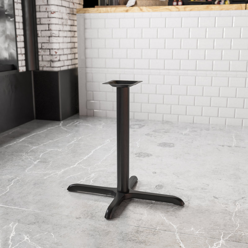 Beverly Restaurant Table X-Base with 3" Dia. Table Height Column, 22" x 30", Black