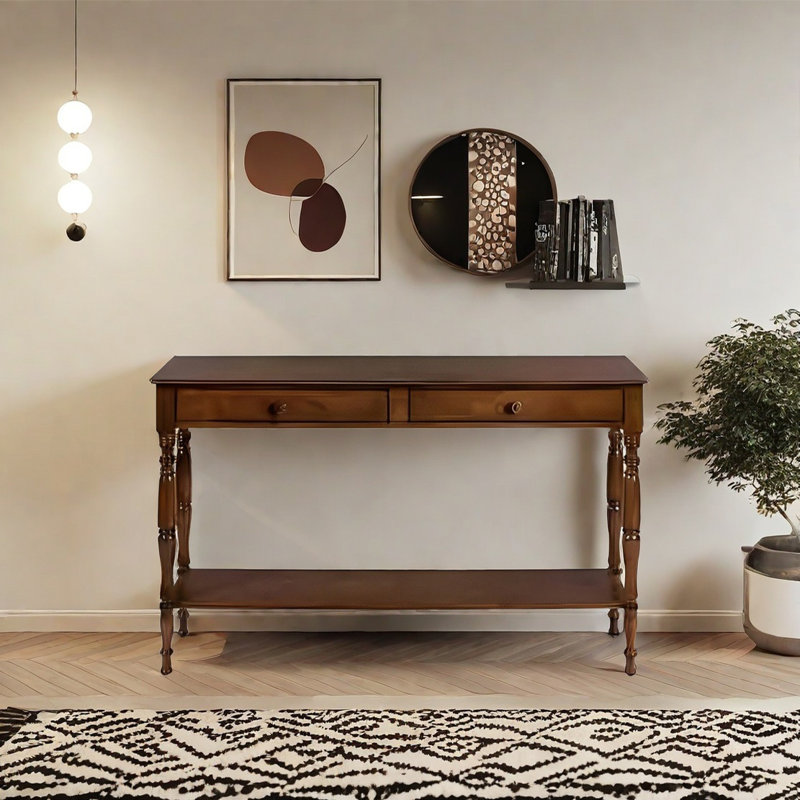 Console rétro avec 2 tiroirs, 30.71" H x 43.31" W x 15.75" D
