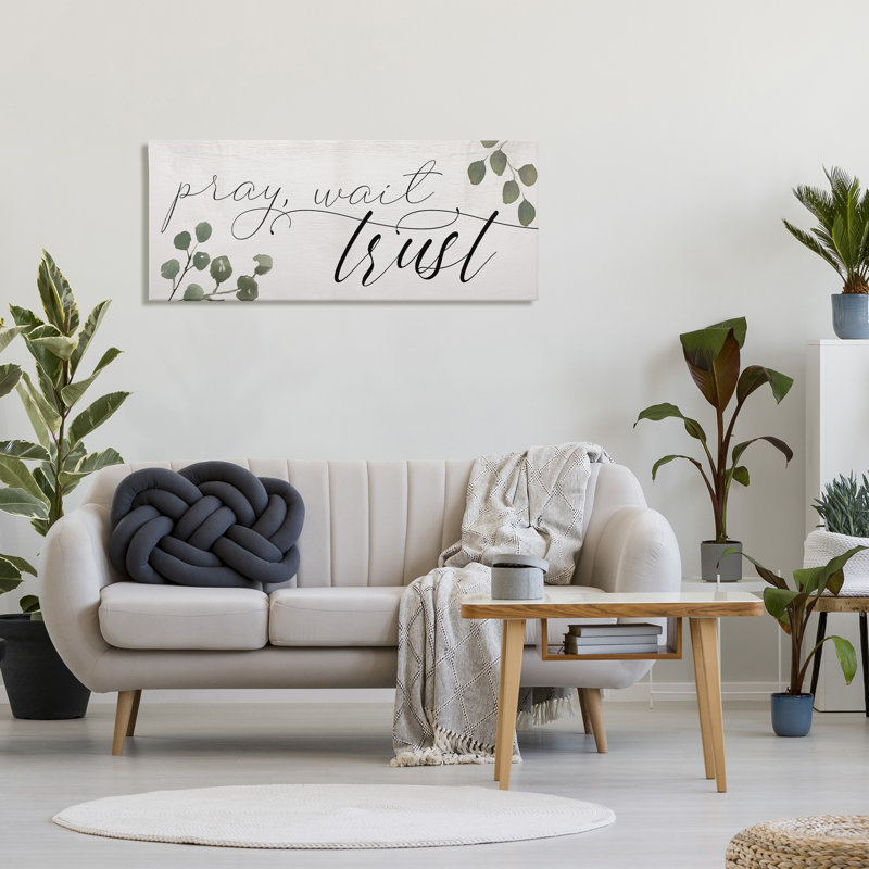 Pray Wait Trust Expression Peaceful Eucalyptus Branches, H 20 po x l 48 po