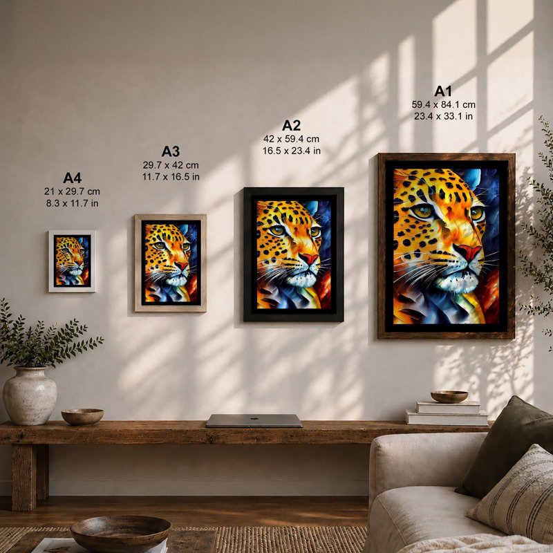Leopard's Gaze Modern 1 Piece Single Picture Frame Wall Art, A3 - 42.0 x 29.7 cm, Oak