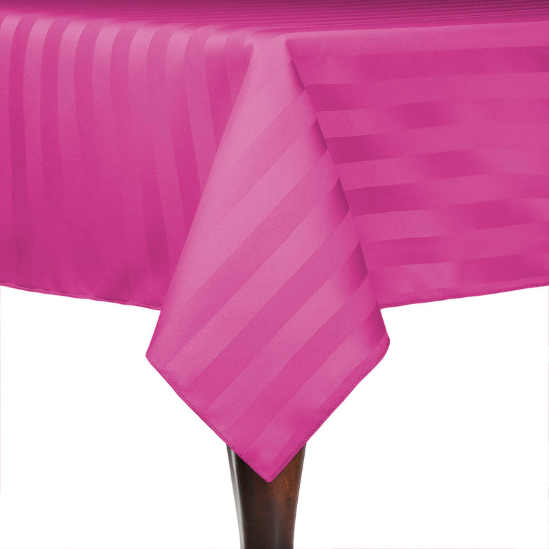 Ultimate Textile Satin Stripe Rectangular Tablecloth, 10, Raspberry, 96" x 54"