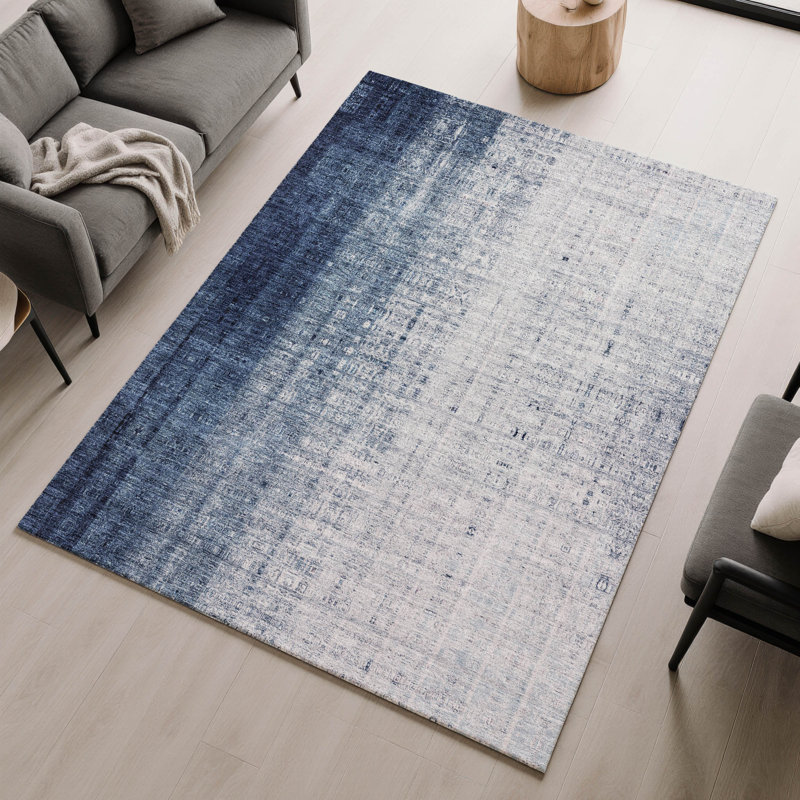 Premium Machine Washable Mayfield AMF2240 Striped Rug, Blue, 5' x 7'6"