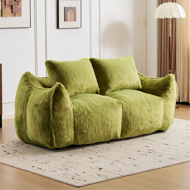 Fauteuil à billes, canapé-lit pour salon, chambre à coucher, Imitation fourrure verte