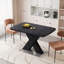 Table de salle à manger extensible carrée avec base en métal Assemblage facile et capacité de charge élevée-1865862867