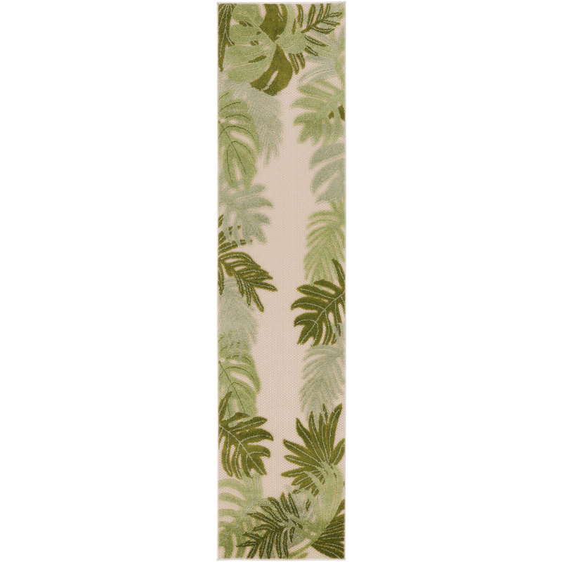 Tapis intérieur / extérieur floral Alvarie, Tapis de couloir 2 pi x 6 pi