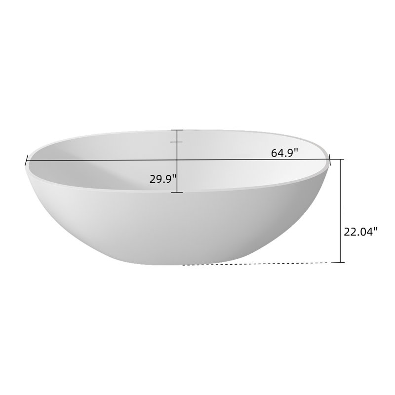 64.96'' x 29.92'' Freestanding Solid Surface Bathtub