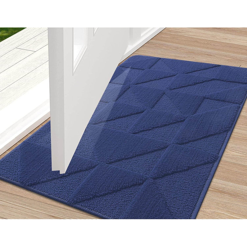Door Mats Indoor, Machine Washable, Navy Blue, 60 cm W x 90 cm L