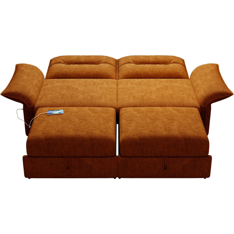 Canapé-lit convertible multifonctionnel avec confort moelleux, Orange Fabric