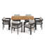 Ensemble repas d'extérieur 7 pièces, 6 chaises en aluminium avec coussin et 1 table en bois d'acacia-628668636-628668638