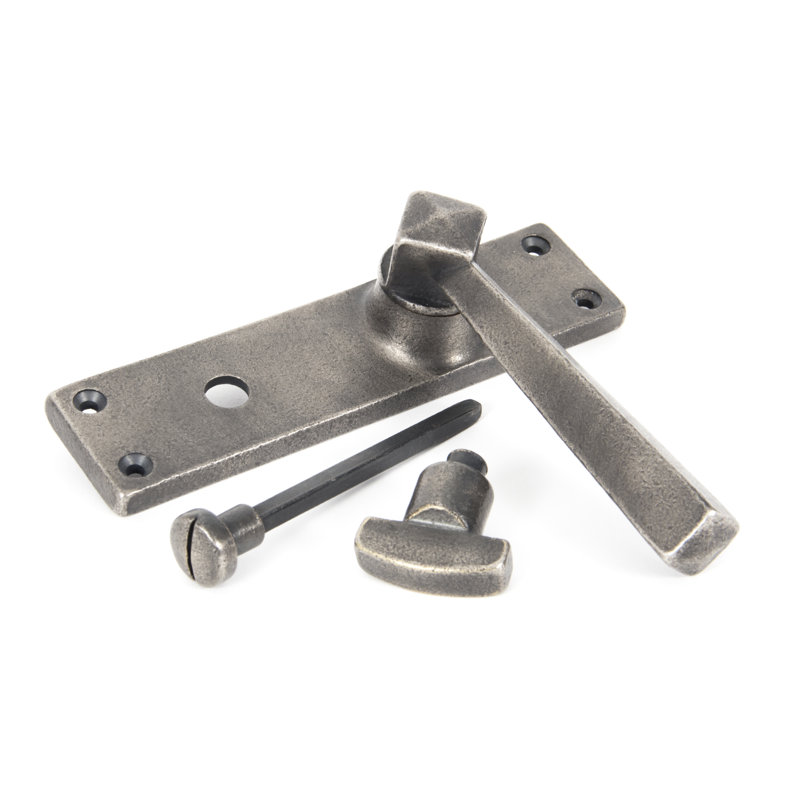 Straight Double Dummy Door Handle, Antique Pewter