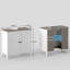 Cream Freestanding Under Sink Bathroom Cabinet, Engineered Wood Storage Cupboard with U-Cutout, Double Arched Doors & Adjustable Shelf