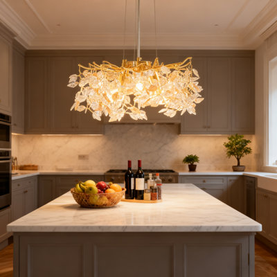Modern Gold Tree Branch Crystal Chandelier, 15.74", G9 Base (No Bulb)