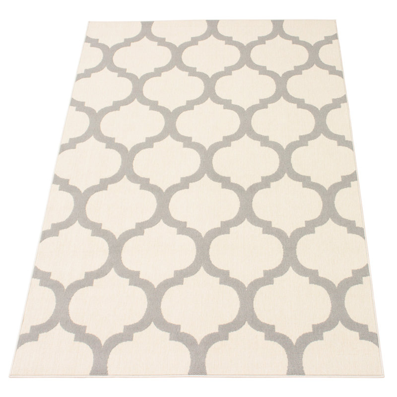 Ensemble de tapis gris / ivoire Jullie, Rectangle 6 pi 7 po x 9 pi 6 po