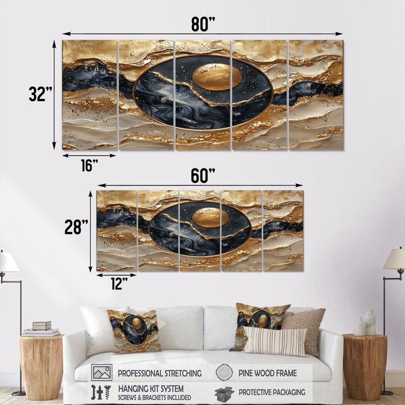 «Realisme abstrait» - art mural moderne, H 28 po x l 60 po, 5