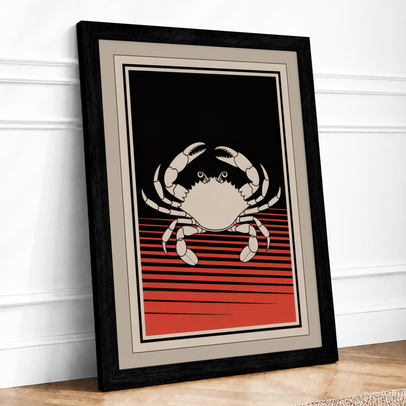 Crab Geometric - Framed Print, A4 - 29.7 x 21.0 cm, Black