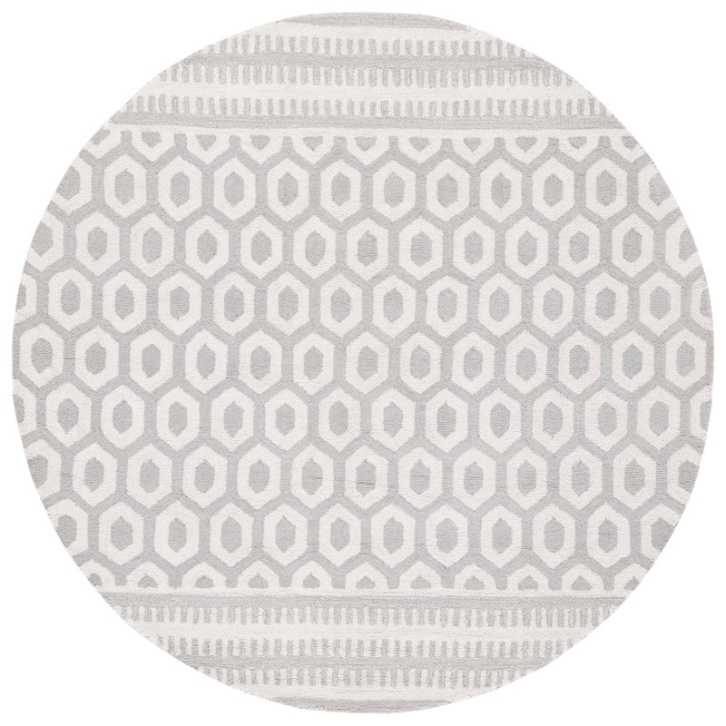 Cela Hand Tufted Performance Geometric Rug, Round 6'