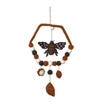 Mobile en laine avec abeille et ruche