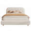 Grand lit plateforme tapissier en tissu grand format avec tête de lit courbée