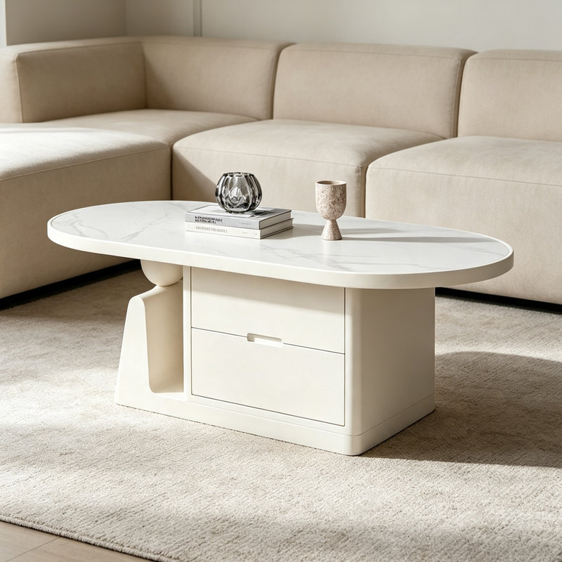 Table basse Cozy Living, H 15,74 po x l 39,37 po x P 19,68 po, Gris / crème