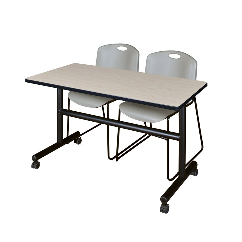 Table de nidification Nickilis, 2 chaises empilables Zeng, Érable / gris, H 29 po x l 48 po x P 24 po