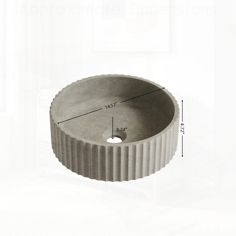 Round Microcement Bathroom Sink Basin, Durable and Easy to Clean, No Cabinet or Faucet Included, Multiple Colors Available