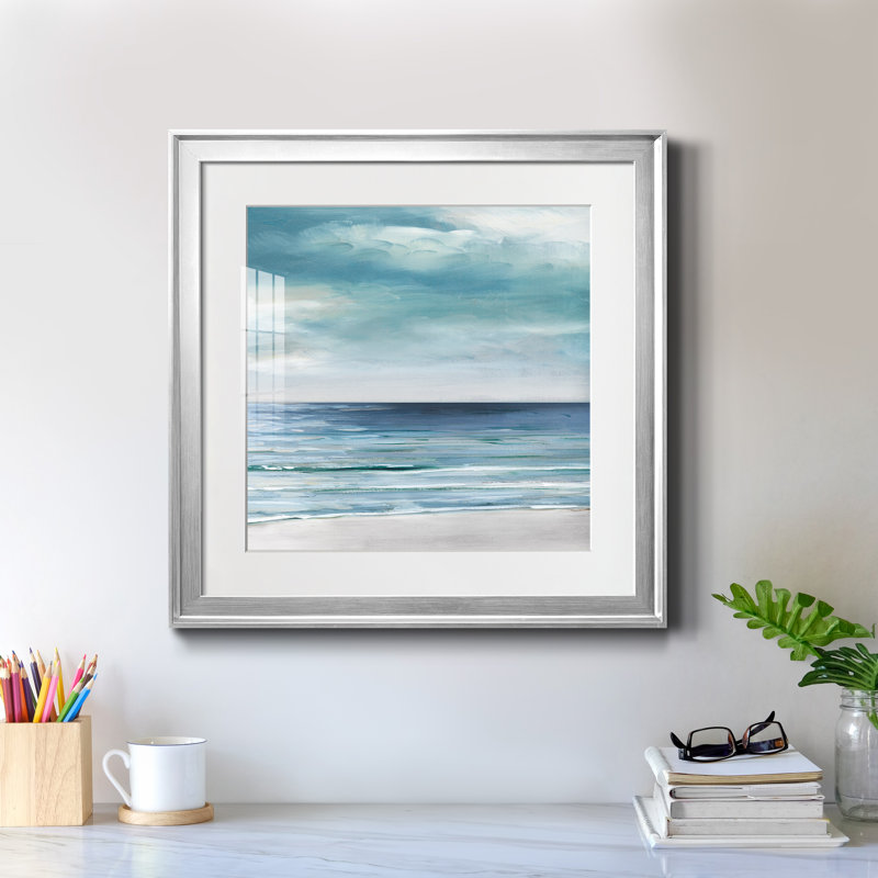 «Blue Silver Shore II», reproduction d'art sur papier encadrée, H 30,5 po x l 30,5 po x P 1,5 po, Cadre argenté