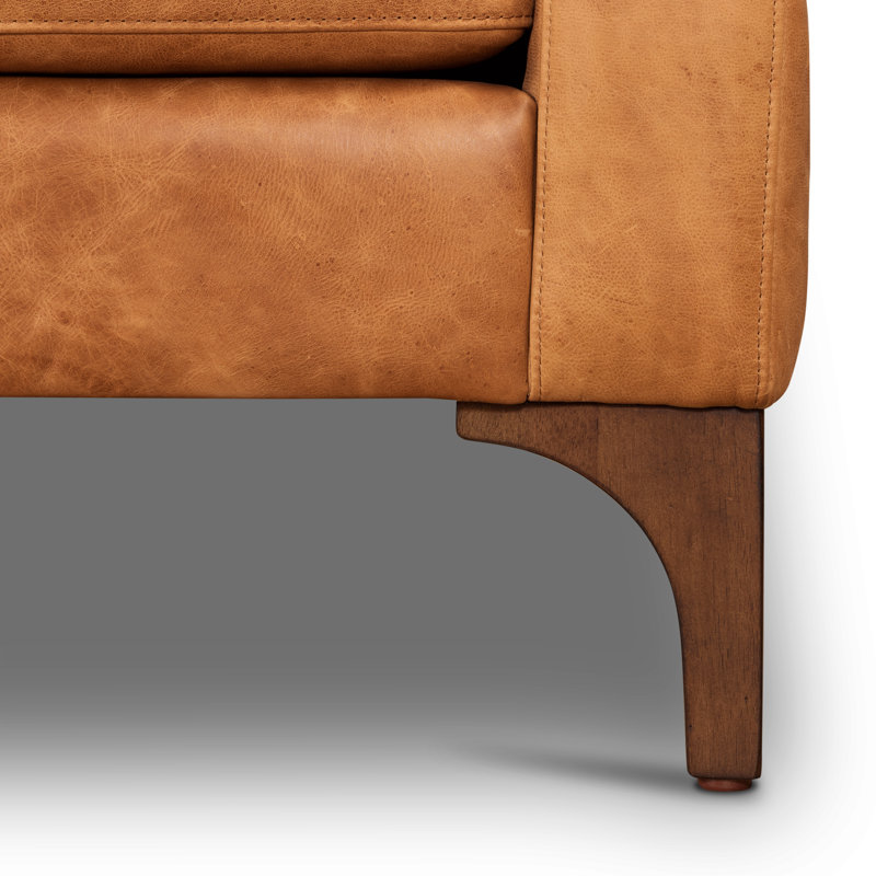Sorrento Full-Grain Genuine Italian Leather Sectional, Tan, Left Hand Facing