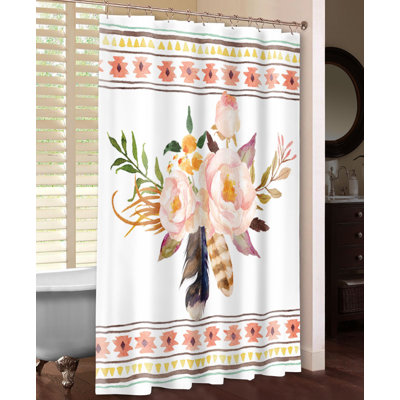 Rideau de douche simple tribal fleurs