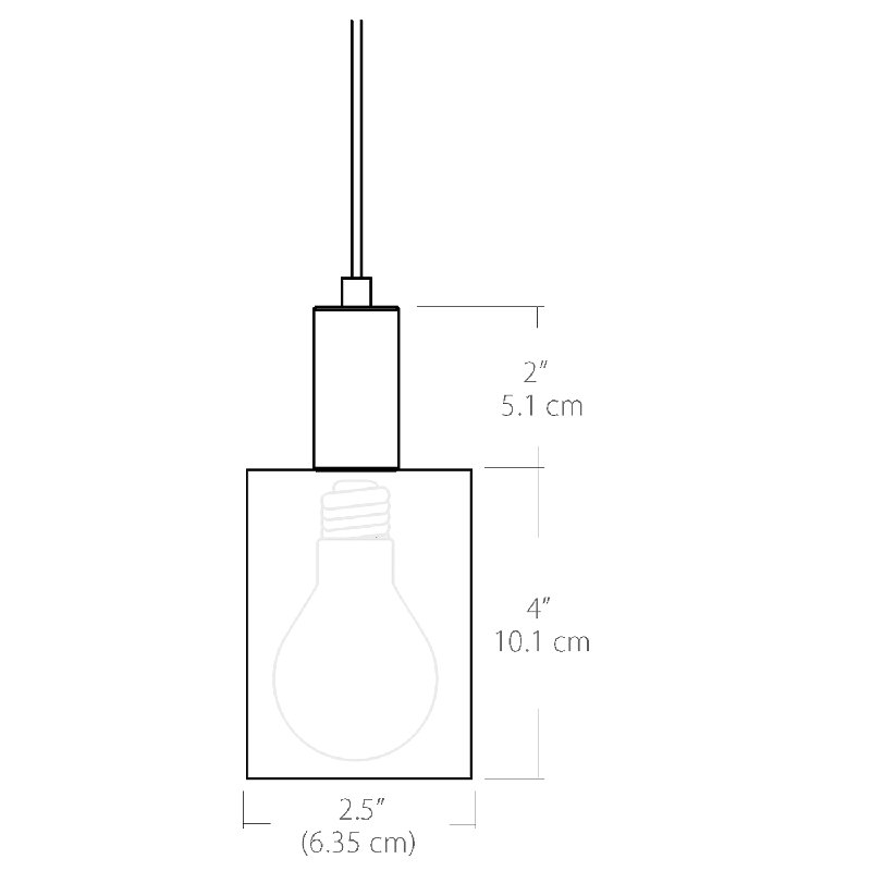 Petit luminaire suspendu avec guide A 4 ", Chrome poli