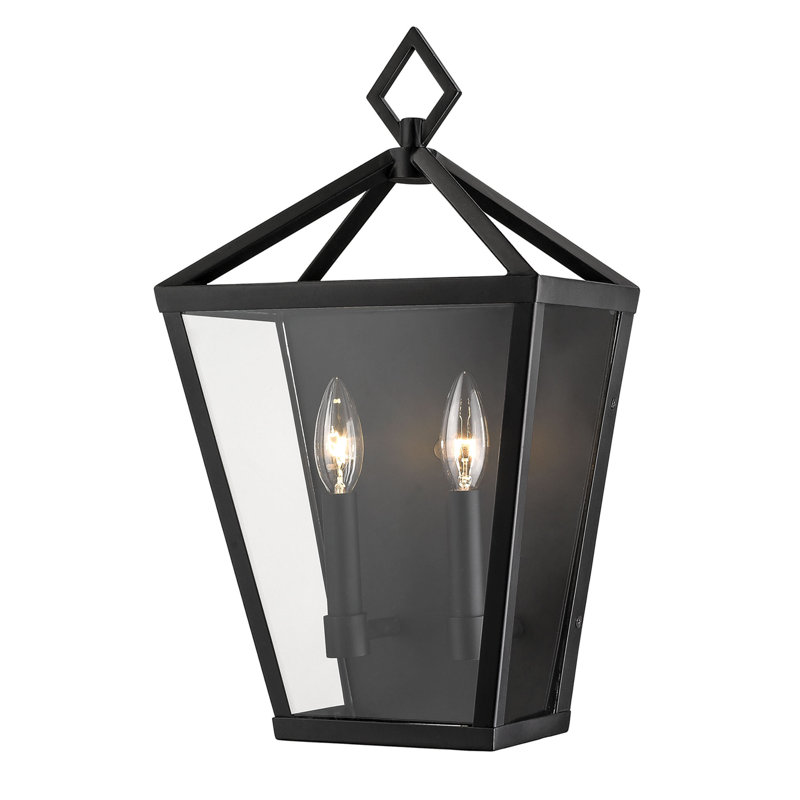 Grande lanterne murale d'extérieur 2 lumières Myndi, Noir, H 17,5 po x l 10 po x P 6,5 po