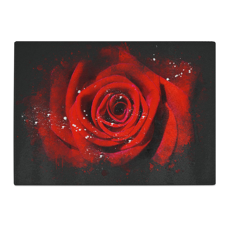 Rose Flower Vol.5 Paint Splash Chopping Board, 0.4cm H x 28.5cm W x 39cm L