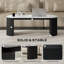 Coffee Table, Centre Table with Marble-Effect Top, Black-1471884852