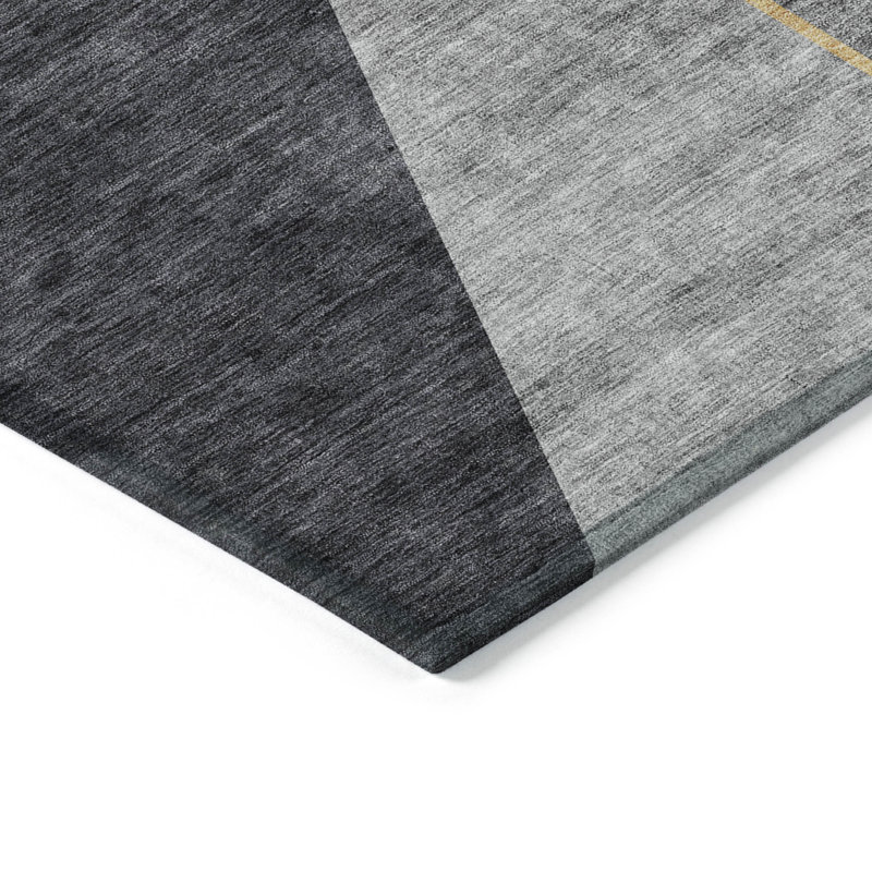 Tapis d'intérieur lavable à motif géométrique gris taupe et gris 5 pi x 8 pi