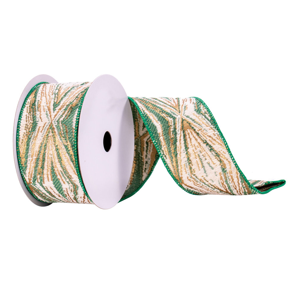 Vickerman 2.5" X 10 Ribbon With Champagne Diamonds 2.5'' Geometric Fabric Ribbon (Set of 2) The Holiday Aisle®