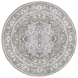 Clover Oriental Area Rug in Green / Light Grey