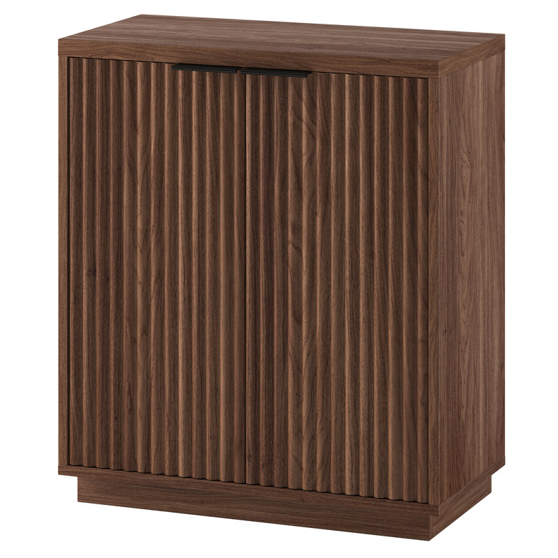 Alasha 28" Wide Rectangular Fluted Accent Cabinet, Satin Walnut