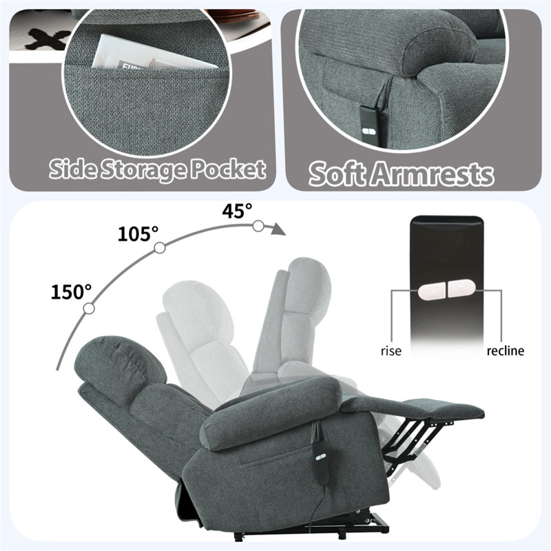 Fauteuil inclinable électrique surdimensionné avec télécommandes, Noir