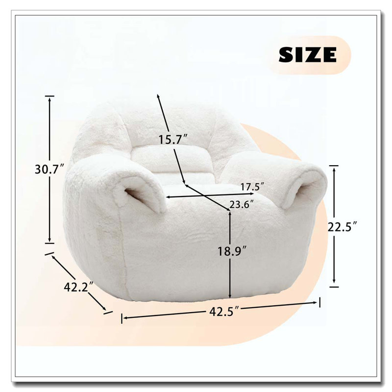 Fauteuil à billes en fausse fourrure, Blanc