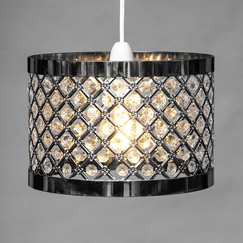 16.5cm H Metal Drum Pendant Shade ( Clip On ) in Silver