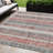 9' X 12' Burgundy And Silver Striped Washable Indoor Outdoor Area Rug-1949482806